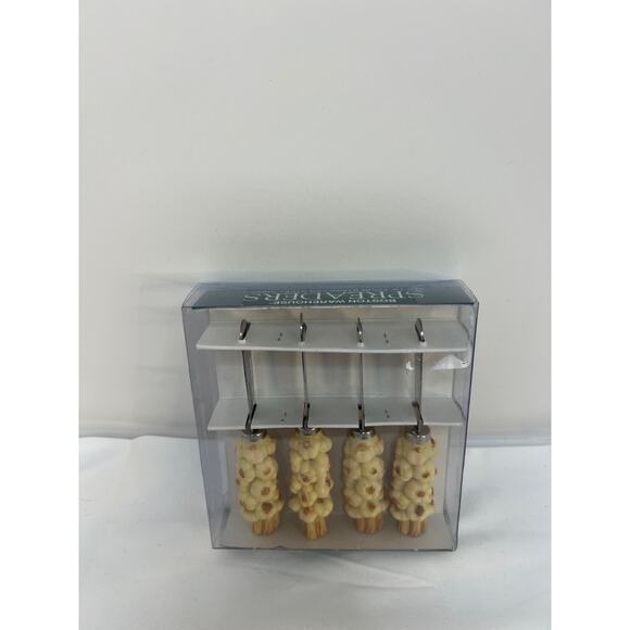 1993 Boston Warehouse Set of 4 Stainless Steel Resin Garlic Braids Spreaders NIB - Picture 6 of 6